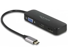 Adapteris USB-C -> DP HDMI VGA DeLOCK Juodas