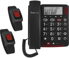 Amplicomms „BigTel 50 Alarm Plus Duo“ laidinis telefonas, analoginis, skambinančiojo vardas ir ID, tamsiai pilkas