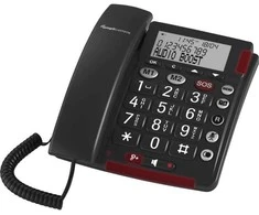 Amplicomms „BigTel 50 Alarm Plus Duo“ laidinis telefonas, analoginis, skambinančiojo vardas ir ID, tamsiai pilkas