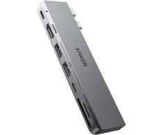 Anker 547 USB-C 7‑in‑2 hubas su HDMI 4K 60 Hz, 100 W PD, skirtas MacBook