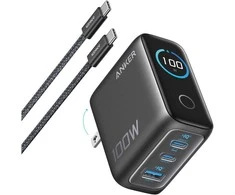 „Anker“ įkroviklis (100 W, 3 prievadai, išmanusis ekranas) su USB-C laidu