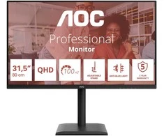 Monitorius AOC Q32E4U - 100Hz | QHD | IPS | 31.5" | HDMI 2.1 | DP 1.4 | HDR10 | Pivot