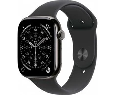 Išmanusis laikrodis „Apple Watch 11 GPS + Cellular“, 42 mm, titano spalvos sportinis dirželis, M/L, juodas (MF8T4ZR/A)