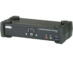 Aten International Co KVM Desktop Switch 2-Port USB 3.1 Gen 1 4K DisplayPort 1.2 KVMP™ Switch with Audio (KVM cables included) ATEN