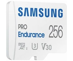 Atminties kortelė Samsung PRO Endurance microSD 256 GB, Baltos spalvos