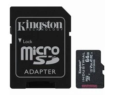 Atminties kortelė Kingston | UHS-I | 64 GB | Micro SDHC/SDXC Industrial Card | Flash atminties klasė Class 10, UHS-I, U3, V30, A1 | SD Adapteris