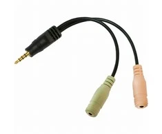 LogiLink Prisijungti | Garso lizdo adapteris, 4 kontaktų, 3,5 mm stereofoninis kištukas iki 2x 3,5 mm moteriškas | 0,15 m