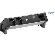 BACHMANN DESK2 ALU Juodas 2xSchutzkt.USBC, USB Charger 60W 0,2m GST18