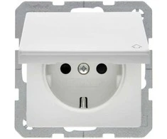 Berker Hager Polo 47516089 Q.1 SCHUKO lizdas su savaime užsidarančiu dangteliu sniego baltumo aksomas 47516089