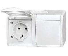 BUSCH JAEGER BJ 20/2EW-54 Steckdose m.Klappdeckel waagerecht 2f ocean IP44 alpinweiß
