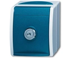 BUSCH JAEGER BJ 20EWSL-53 Steckdose m.Sicherheits- Schloss ocean IP44 grau/blaugrün