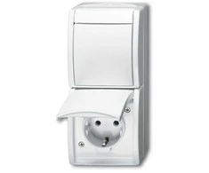 BUSCH JAEGER BJ 2601/6/20EW-54 Kombi Steckdose/ Wippschalter ocean IP44 alpinweiß