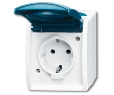 BUSCH JAEGER Ocean - Steckdose Klappdeckel 1-fach - AP *grau/blaugrün*
