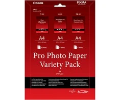 Canon PVP-201 „Pro“ fotopopieriaus įvairių spalvų pakuotė, A4 formato – 15 lapų, lazerinis/rašalinis, A4 formato, balta, 15 lapų, PIXMA MP272, PIXMA MP480, PIXMA MP490, PIXMA MP499, PIXMA MP600, PIXMA MP640, PIXMA MX455, PIXMA MX474..., 210 mm