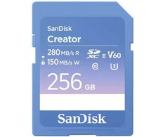 „SanDisk Creator SDXC 256 GB“ 10 klasės UHS-II/U3 V60 atminties kortelė (SDSDXEP-256G-GNCIS)
