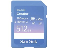 „SanDisk Creator SDXC 512 GB“ 10 klasės UHS-II/U3 V60 atminties kortelė (SDSDXEP-512G-GNCIS)