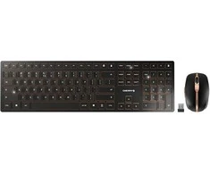 Cherry DW 9000 Slim - Klaviatūra ir pelė - belaidė - 2.4 GHz. Bluetooth 4.0 - US mit Euro-Symbol - Juodas. Bronze