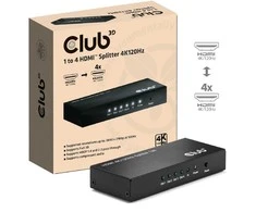 „Club 3D“ „Club3D“ HDMI skirstytuvas, 1 įvestis -> 4 išvestys, 4K, 120Hz, UHD, mažmeninė prekyba