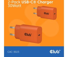 Club 3D Mobiliųjų įkroviklių komplektas USB-C 30W oranžinis CAC-3023 CLUB3D