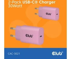 Club 3D Mobiliųjų įkroviklių komplektas USB-C 30W rožinis CAC-3021 CLUB3D