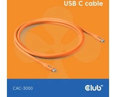 Kabelis USB Club 3D USB-C - USB-C 2 m Oranžinė (CAC-3000)