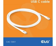 Club 3D USB-C į USB-C kabelis 2M baltas