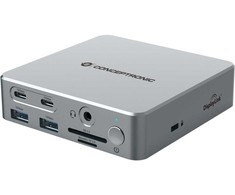 Šakotuvas Carruzzo Conceptronic DONN25G knyginių kompiuterių dokas / jungčių replikatorius Vielinis USB 3.2 Gen 2 (3.1 Gen 2) Type-C Sidabras