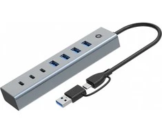 „Conceptronic“ „Conceptronic HUBBIES20G“ koncentrinis šakotuvas, USB 3.2 Gen 1 (3.1 Gen 1) Type-C, 5000 Mbit/s, pilkas