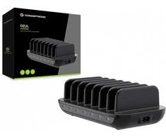 Conceptronic OZUL07B 160 W 7 prievadų USB PD įkrovimo stotelė, USB-C x 7, PD 3.0, skirta naudoti viduje, kintamoji srovė, 20 V, juoda