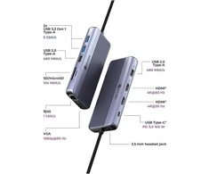 „Raidsonic Icy Box“ kelioninis dokas 12 viename, 3 vaizdo išvestys (2 HDMI + 1 VGA) | IB-DK4062-CPD