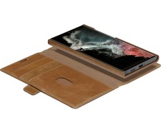 Dėklas D Bramante Lynge - Flip-Hulle fur Mobiltelefon - skóra su fakturą - Hellbraun - fur Samsung Galaxy S22 Ultra