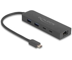 Karta jungiama į tinklą Delock DELOCK 10 Gbps USB Hub mit 2,5 Gigabit LAN Port und PD 85 W