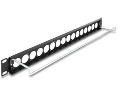 Delock 19? D-Typ Patchpanel mit Entlastungsschiene 16 Port 1 HE juodas
