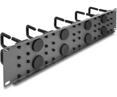 Delock 19? Kabelmanagement Rangierpanel mit 8 Gummi Kabeldurchführungen und 10 Bügeln 2 HE dunkelgrau