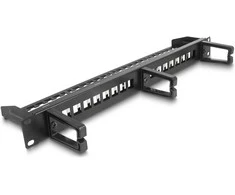 Delock DeLOCK 19″ panel krosowy Keystone 16 portów su 3 haczykami i odciążeniem 1U juoda