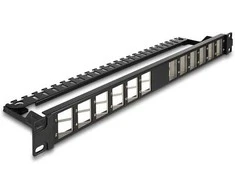 Delock 19? Keystone Patchpanel 24 Port gewinkelt mit Entlastungsschiene juodas