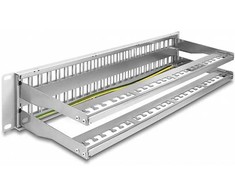 Delock 19? Keystone Patchpanel 48 Port mit Entlastungsschienen 2 HE grau
