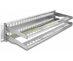Delock 19? Keystone Patchpanel 48 Port mit Entlastungsschienen 2 HE grau