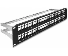 Delock 19? Keystone Patchpanel 48 Port mit Entlastungsschienen 2 HE juodas