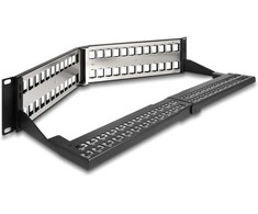 Delock 19? Keystone Patchpanel 48 Port mit Entlastungsschiene 2 HE gewinkelt juodas