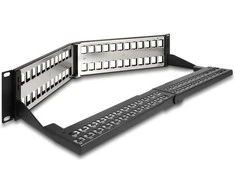 Delock 19? Keystone Patchpanel 48 Port mit Entlastungsschiene 2 HE gewinkelt juodas