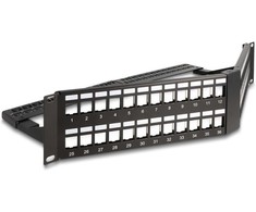 Delock 19? Keystone Patchpanel 48 Port mit Entlastungsschiene 2 HE gewinkelt juodas