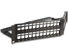 Delock 19? Keystone Patchpanel 48 Port mit Entlastungsschiene 2 HE gewinkelt juodas