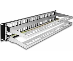 Delock 19? Keystone Patchpanel 48 Port mit Entlastungsschienen 2 HE juodas