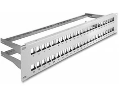 Delock 19? Keystone Patchpanel 48 Port mit Entlastungsschienen 2 HE grau