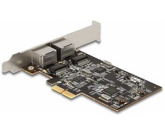 DeLOCK PCI Express x2 plokštė į 2 x RJ45 2.5 Gigabit LAN i225, vidinė, laidinė, PCI Express, Ethernet, 2500 Mbit/s, nerūdijantis plienas