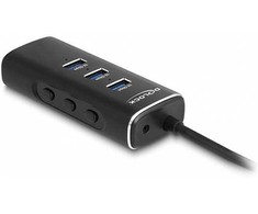 Delock 3 Port USB 10 Gbps Hub su SD i Micro SD Card Reader ze USB Type-C złączem 60cm Kabelis i przełącznikiem dla jeden Port (64234)