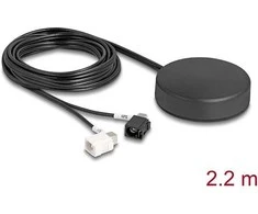 Delock 4G GNSS Antenne 1 x FAKRA A + 1 x FAKRA B Buchse 2 dBi / 28 dB 2,2 m RG-174 omnidirektional Dachmontage juodas outdoor