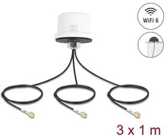 Delock 4G MIMO Dualband WiFi 6 Antenne 2 x SMA + 1 x RP-SMA Stecker ULA100 1 m Schraubmontage outdoor baltas