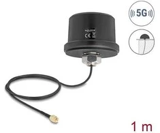 Delock 5G LTE GNSS WiFi 6 Antenne SMA Stecker 1,9 - 3,3 dBi omnidirektional mit Anschlusskabel ULA100 1 m Dachmontage outdoor juodas